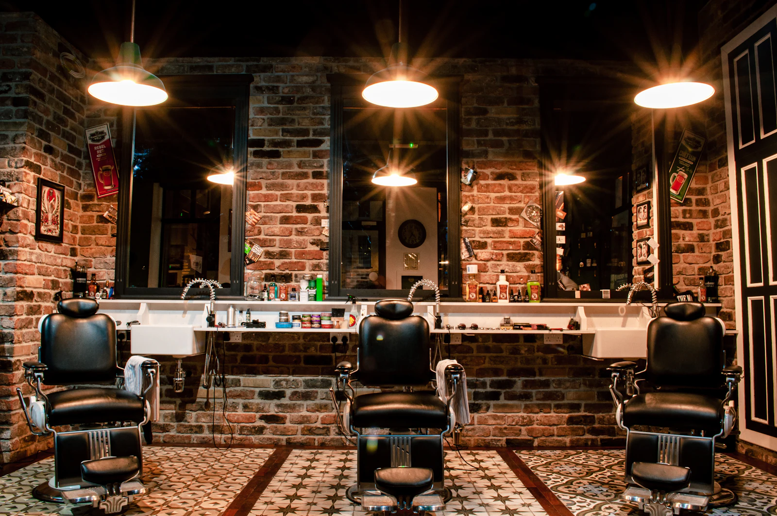 Barbershop interior with classic chairs